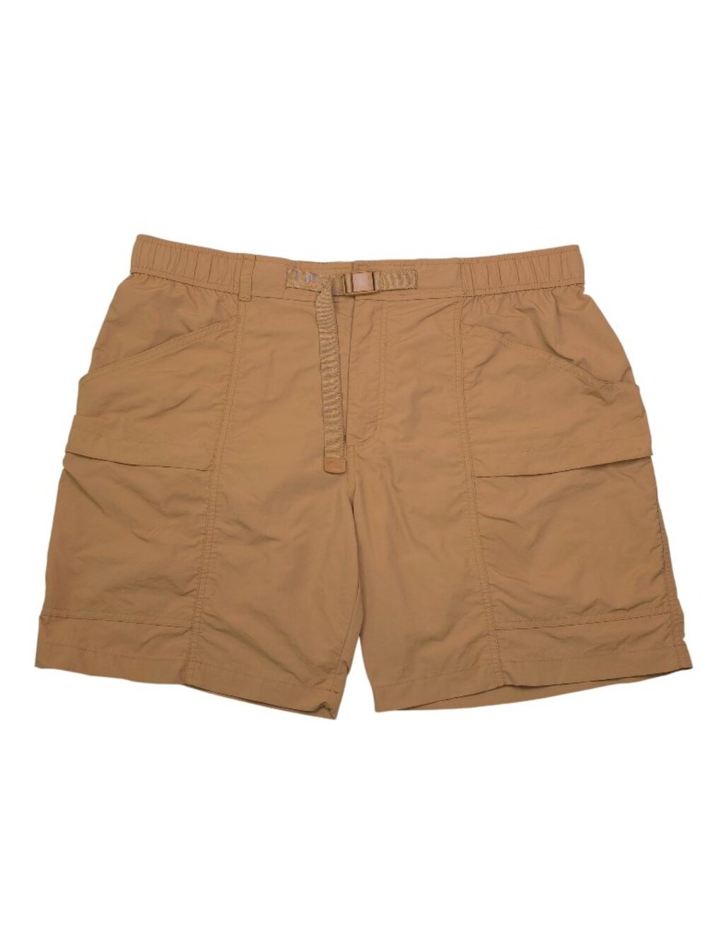 Eddie Bauer Mens XL Nylon Hiking Cargo Shorts Integrated Belt Tan Outdoor